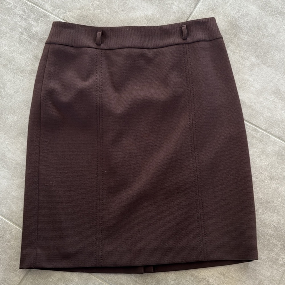 NWT LOFT Chocolate Brown Lined Pencil Skirt w/ Side Zipper & Belt Loops - Size 6 - Picture 9 of 12